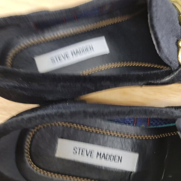 Steve Madden Morocco Men’s Black Velvet Slip-On Loafers, Size 10 Vintage